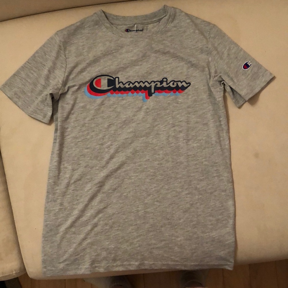Grey Blue and Red Champion Shirt